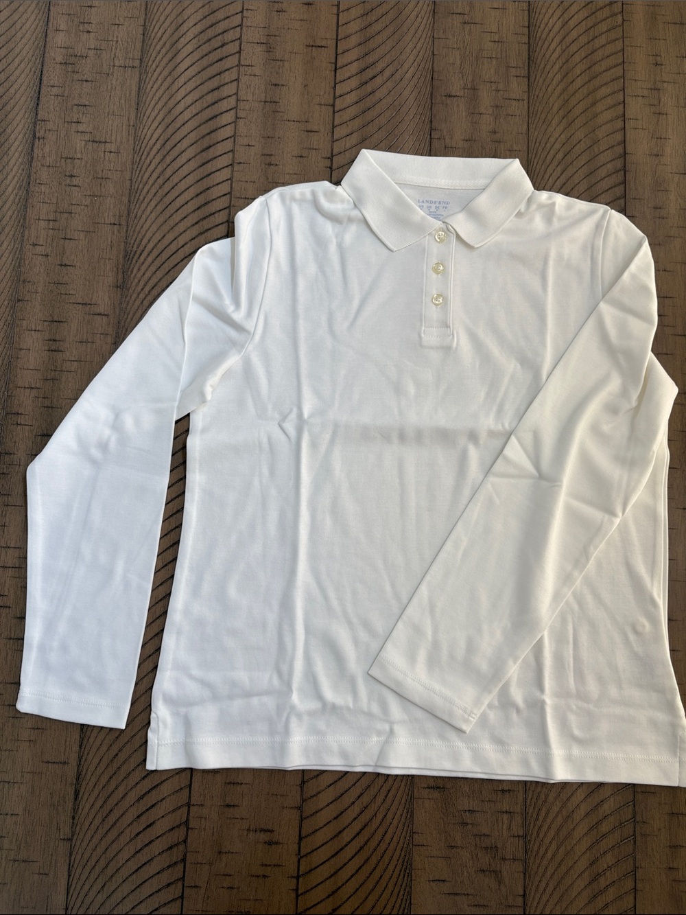 Lands' End White Long-Sleeve Polo for women